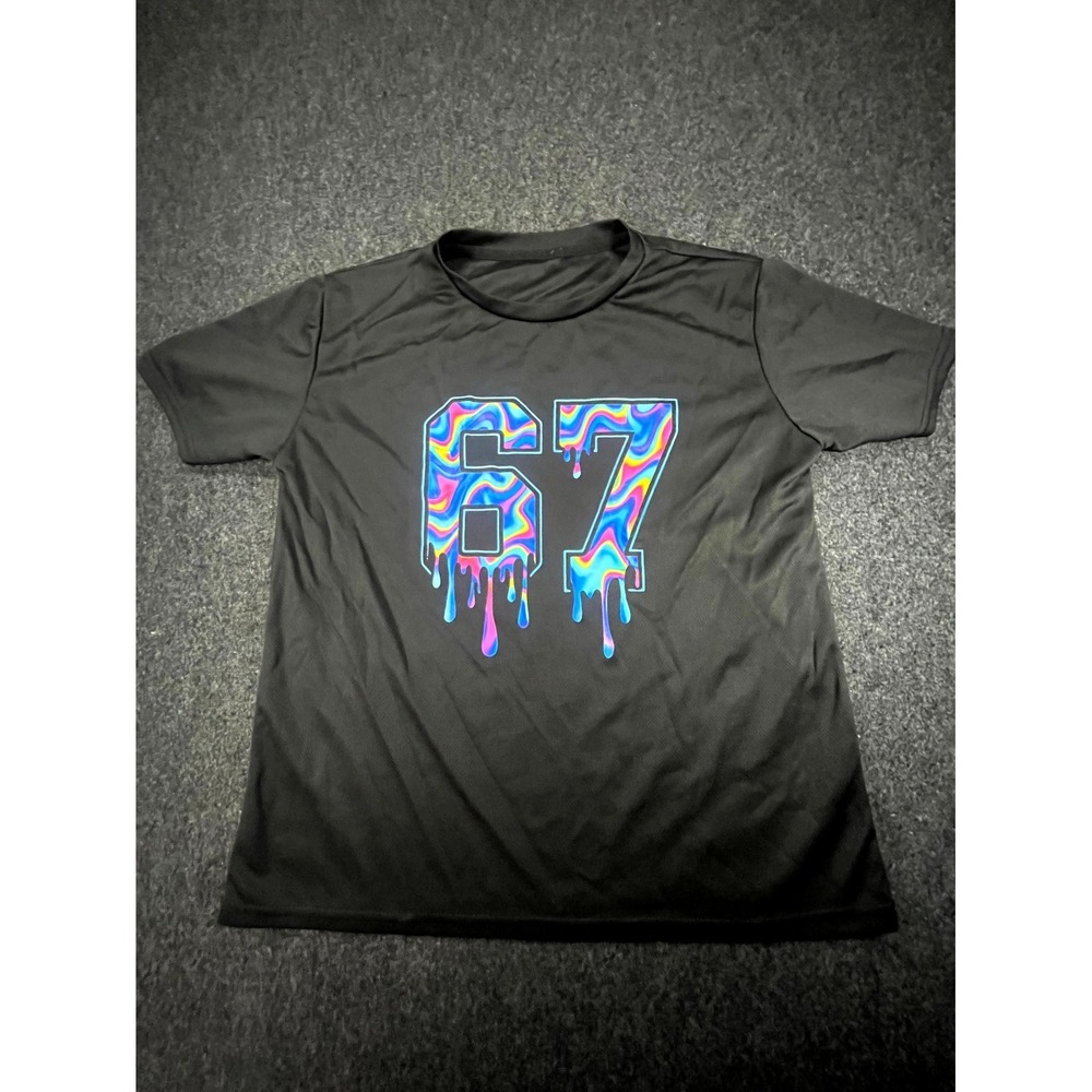 Youth T-Shirt XL Black 67 Graphic Print Short Sleeve Crew Neck Pullover Tee